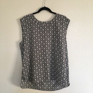 J crew black and white print blouse